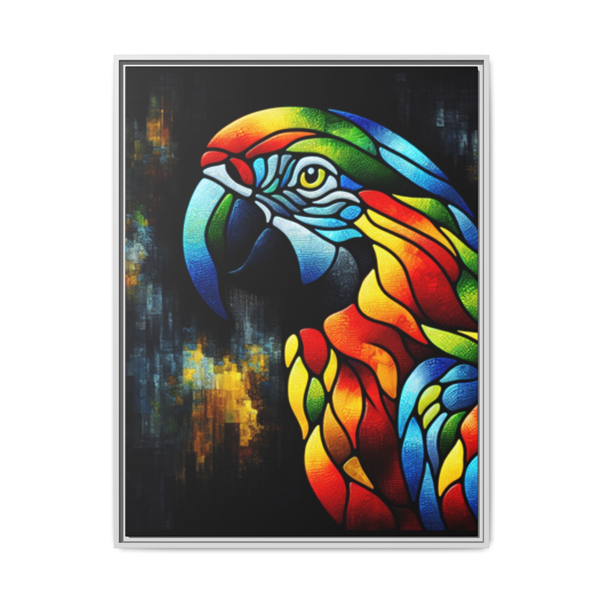 Mosaic Style Parrot Framed Canvas Art Print