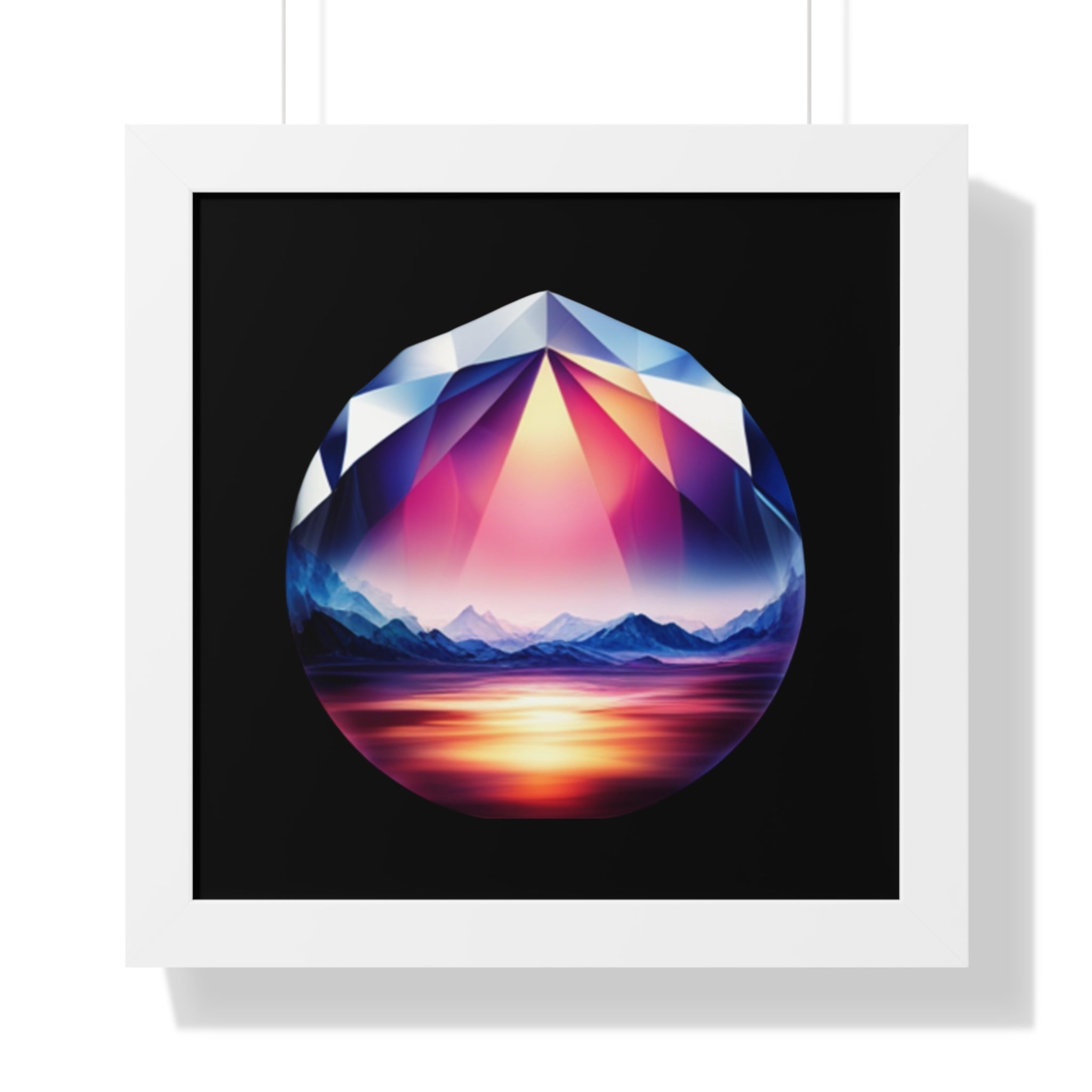 Framed Poster - Landscape Image Faceted Jewel Design