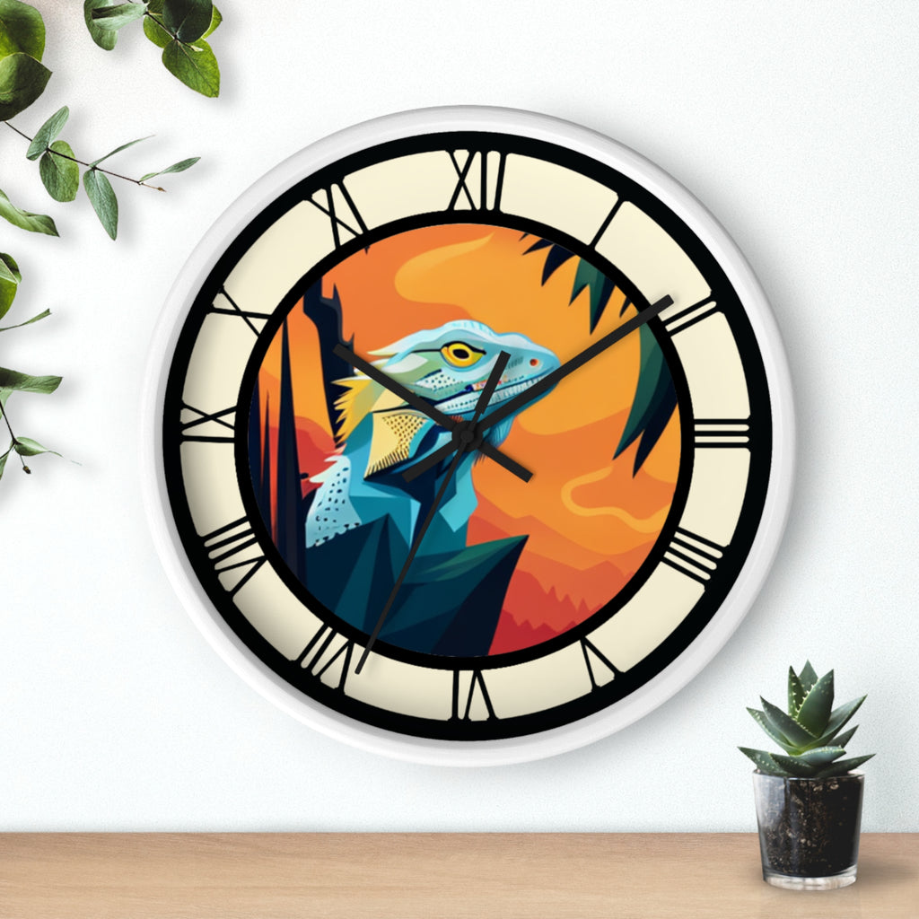 Bearded Dragon Wall Clock with Roman Numerals