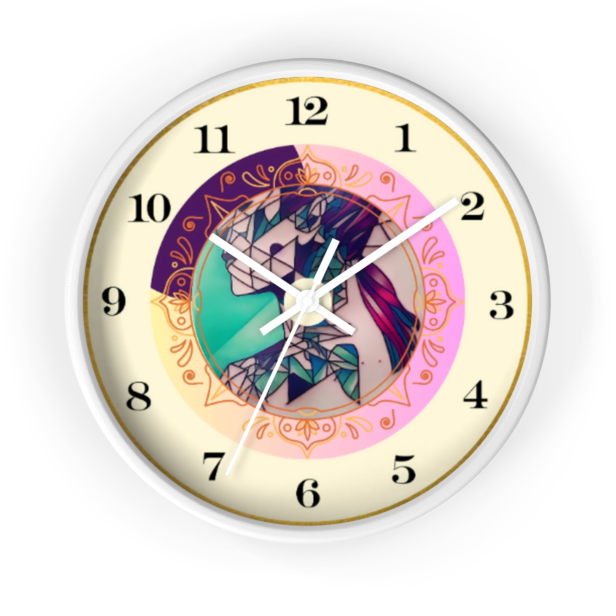 Teen Girl Tattoo Art Wall Clock — Non‑Ticking Bedroom Decor
