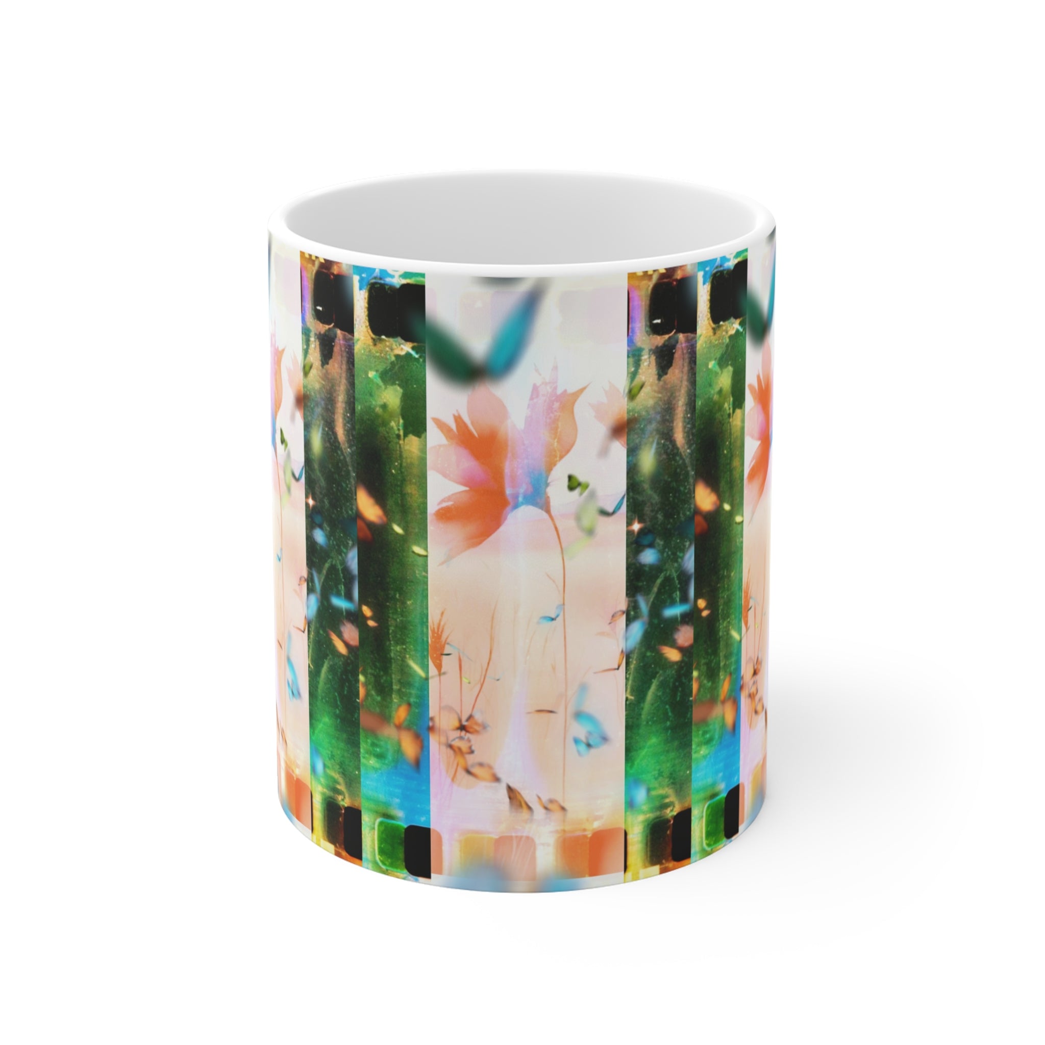 Floral Mug, Pretty Abstract Design, Gift Coffee Cup, Mothers Day Present, Office Desk Decor
