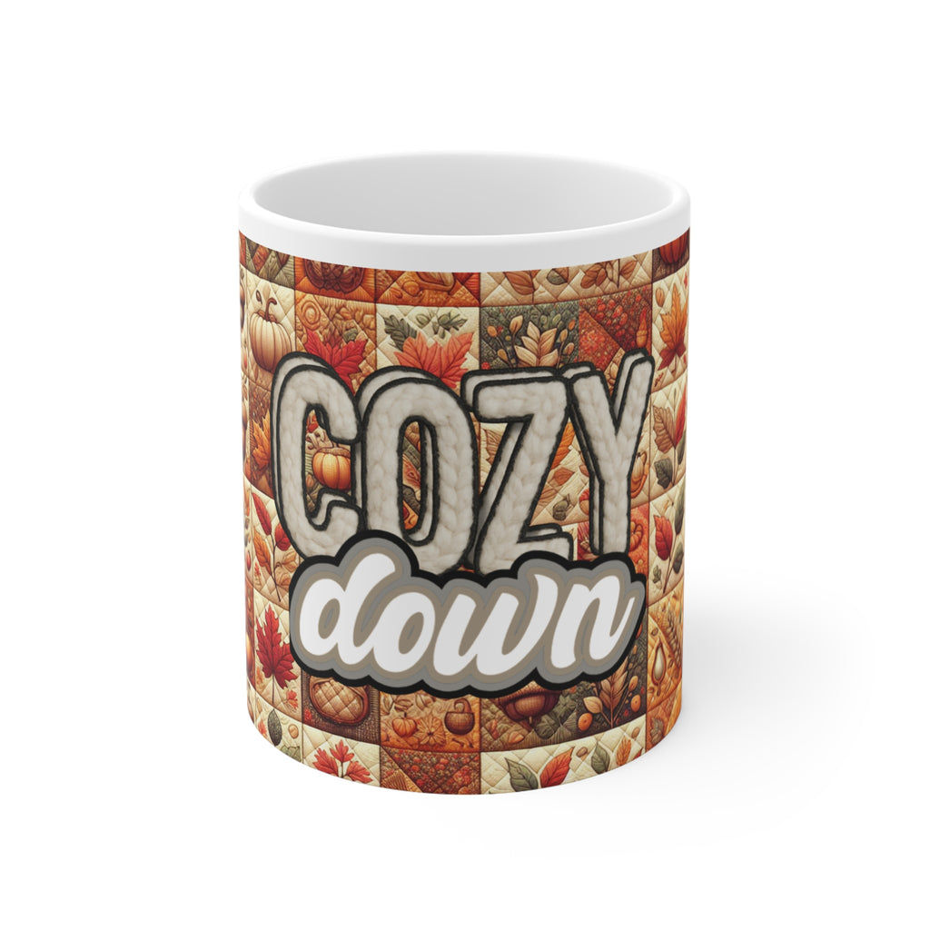 Coffee Mug, Autumn Quilt Design, Gift for Him, Tea Cup, Kitchen Decor, Unique Coffee Cup