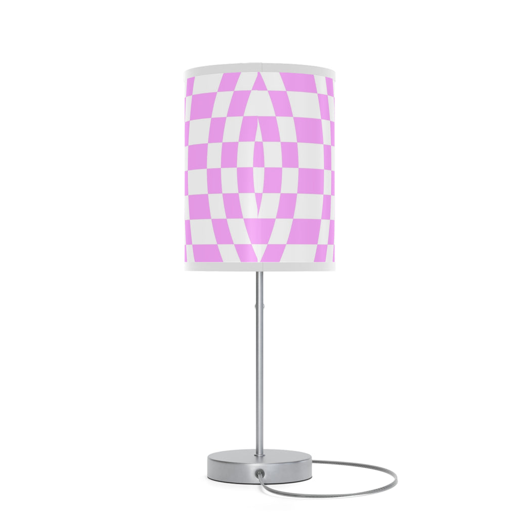 Pink Checkered Side Rable Lamp