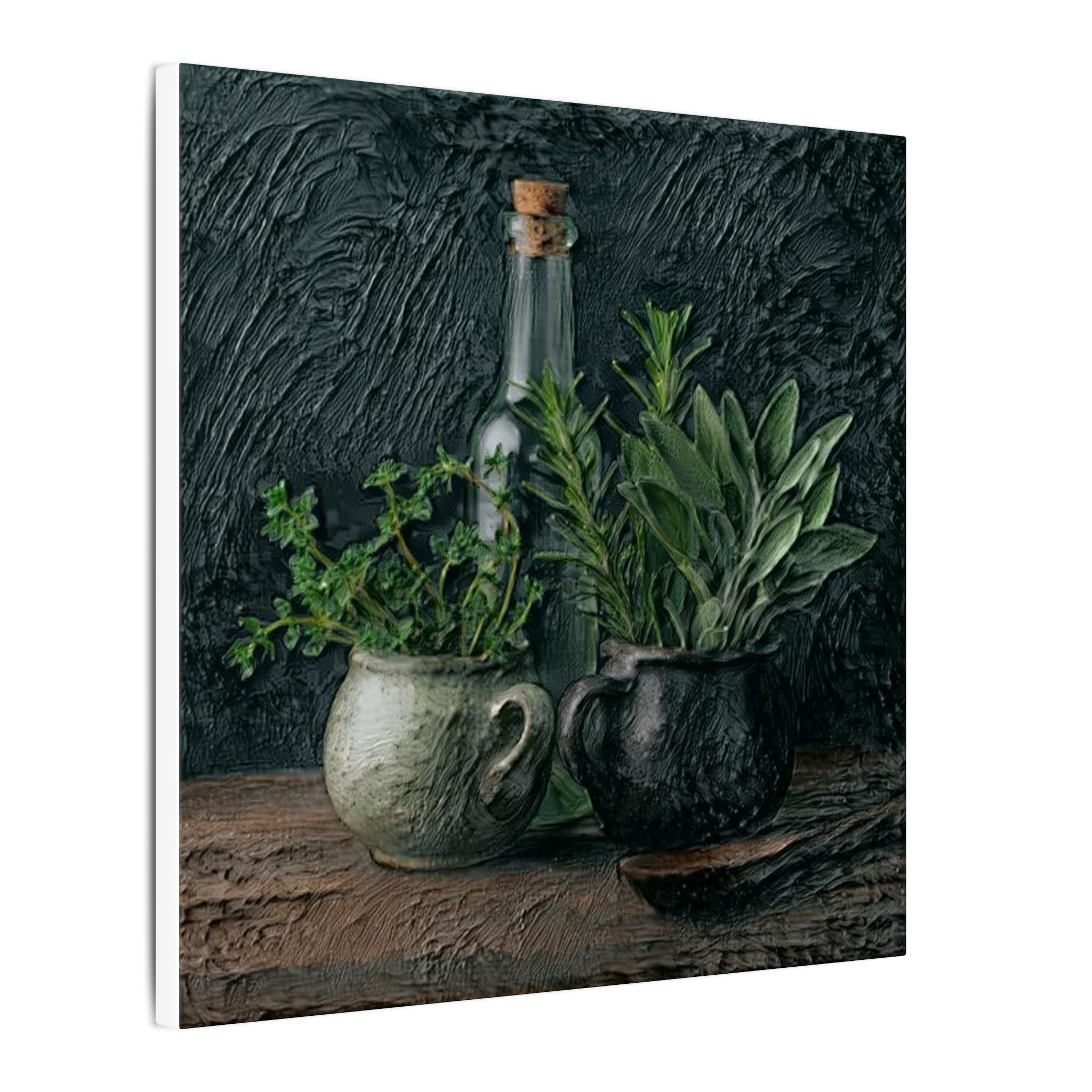 Herb Still Life Matte Canvas Wall Art — Rustic Kitchen Botanical Print