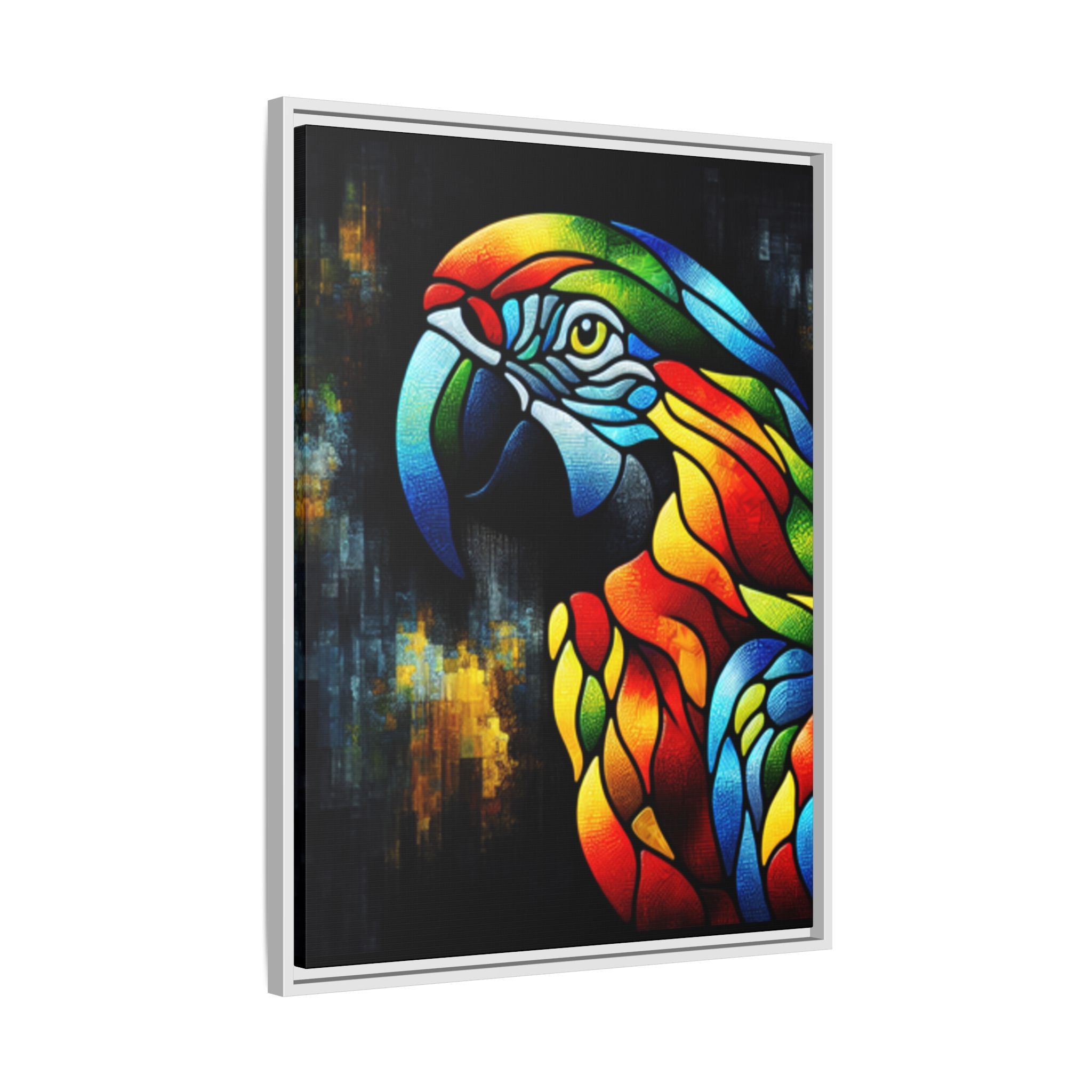 Mosaic Style Parrot Framed Canvas Art Print