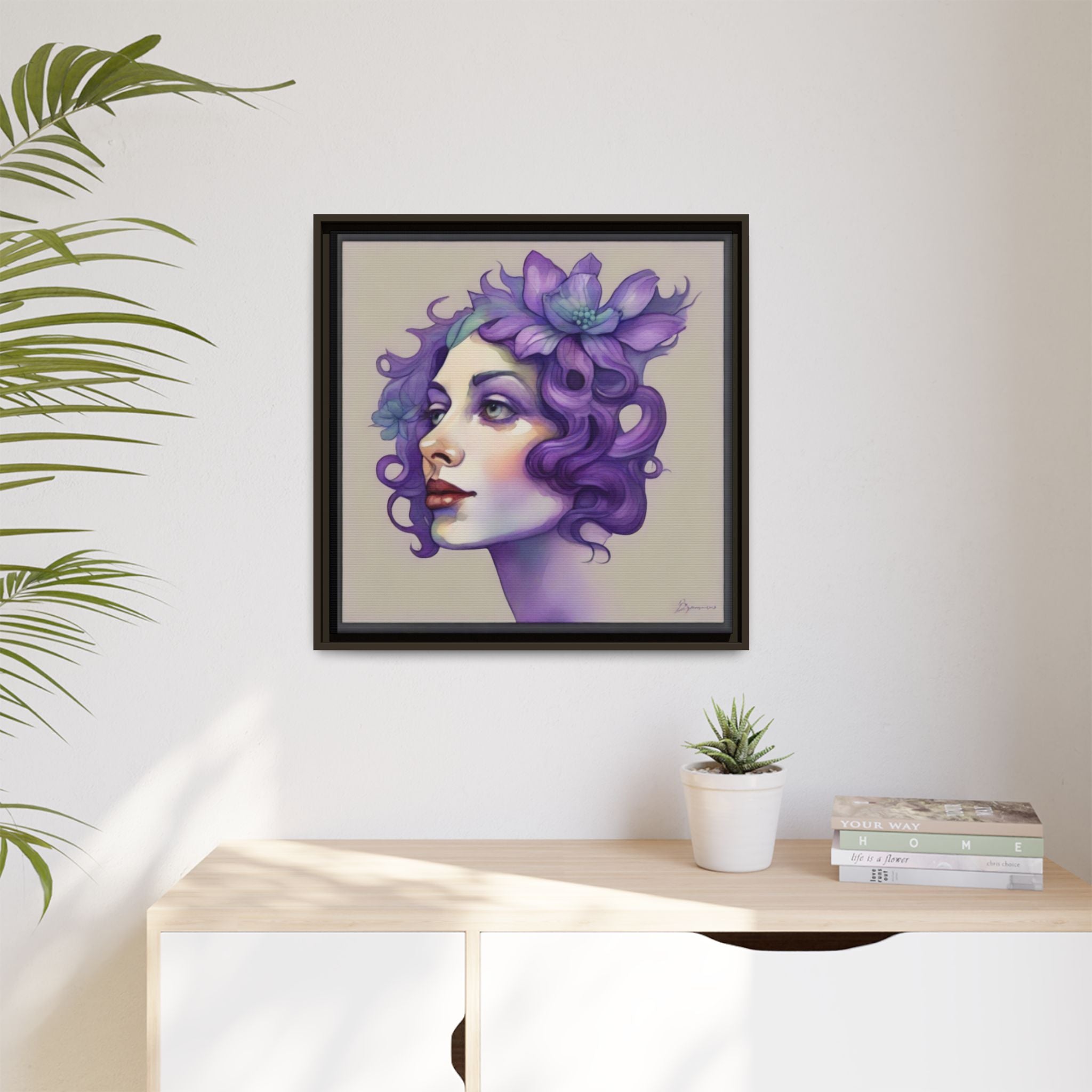 Painterly Floral Portrait Framed Art Print