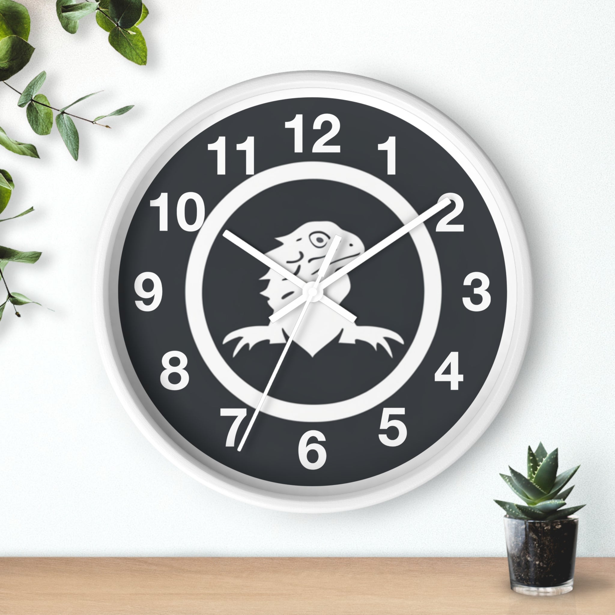 Minimalist Black and White Bearded Dragon Wall Clock
