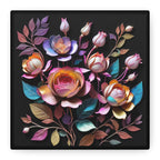 Floral 3D Wall Art Canvas - Elegant Moody Rose Design for Home Decor