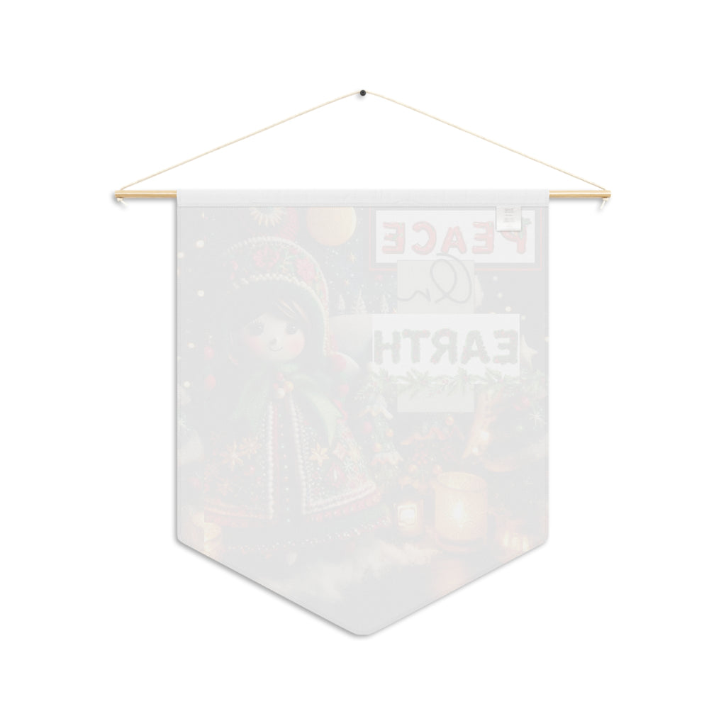 Christmas Wall Hanging, Traditional Ukrainian Doll Pennant, Peace on Earth