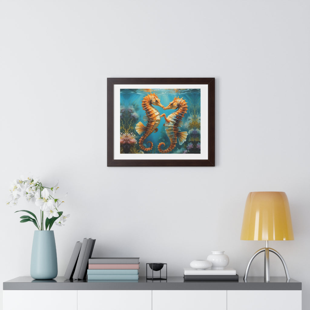 Framed Poster Seahorses in Love