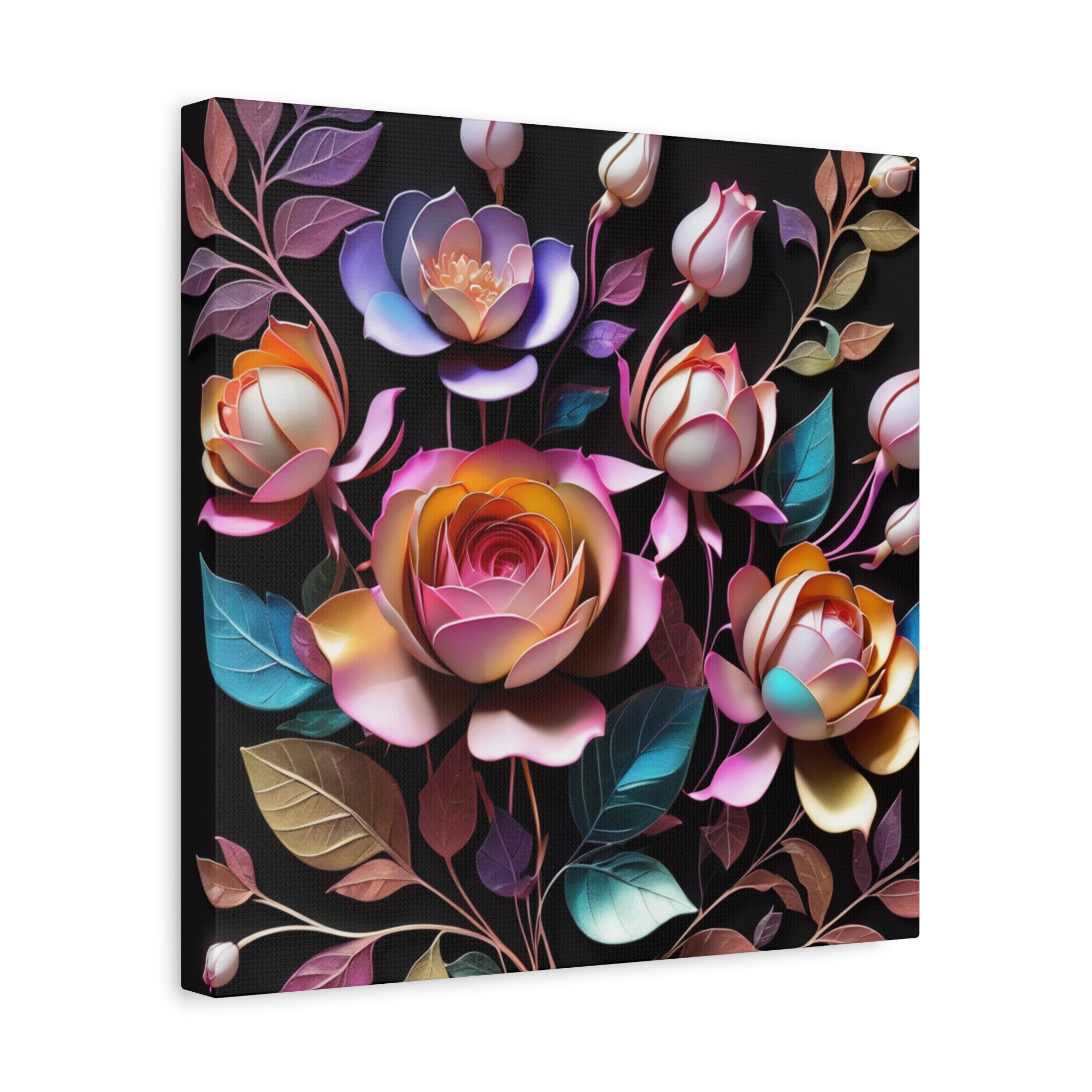 Floral 3D Wall Art Canvas - Elegant Rose Design for Home Decor