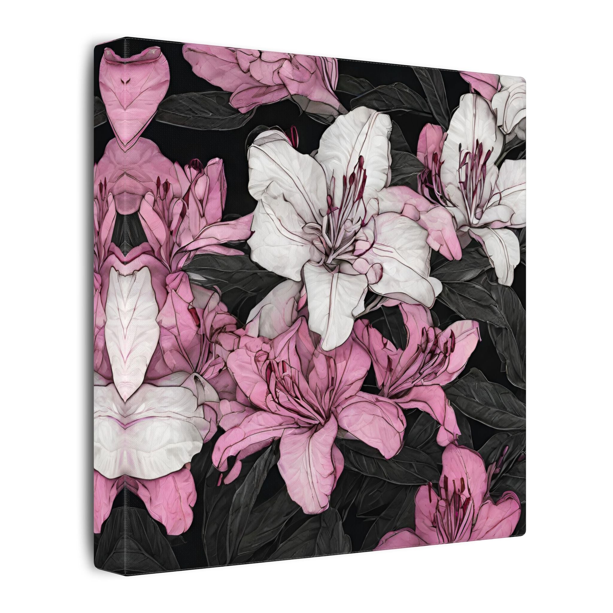 Pink & White Lily Matte Canvas Wall Art — Floral Stretched Canvas Print