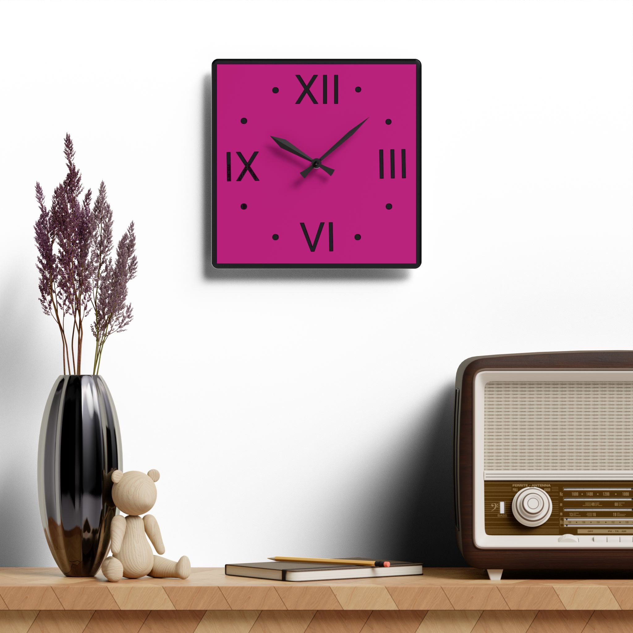 Pure Pink Acrylic Wall Clock