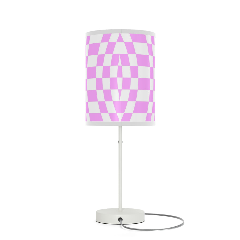 Pink Checkered Side Rable Lamp