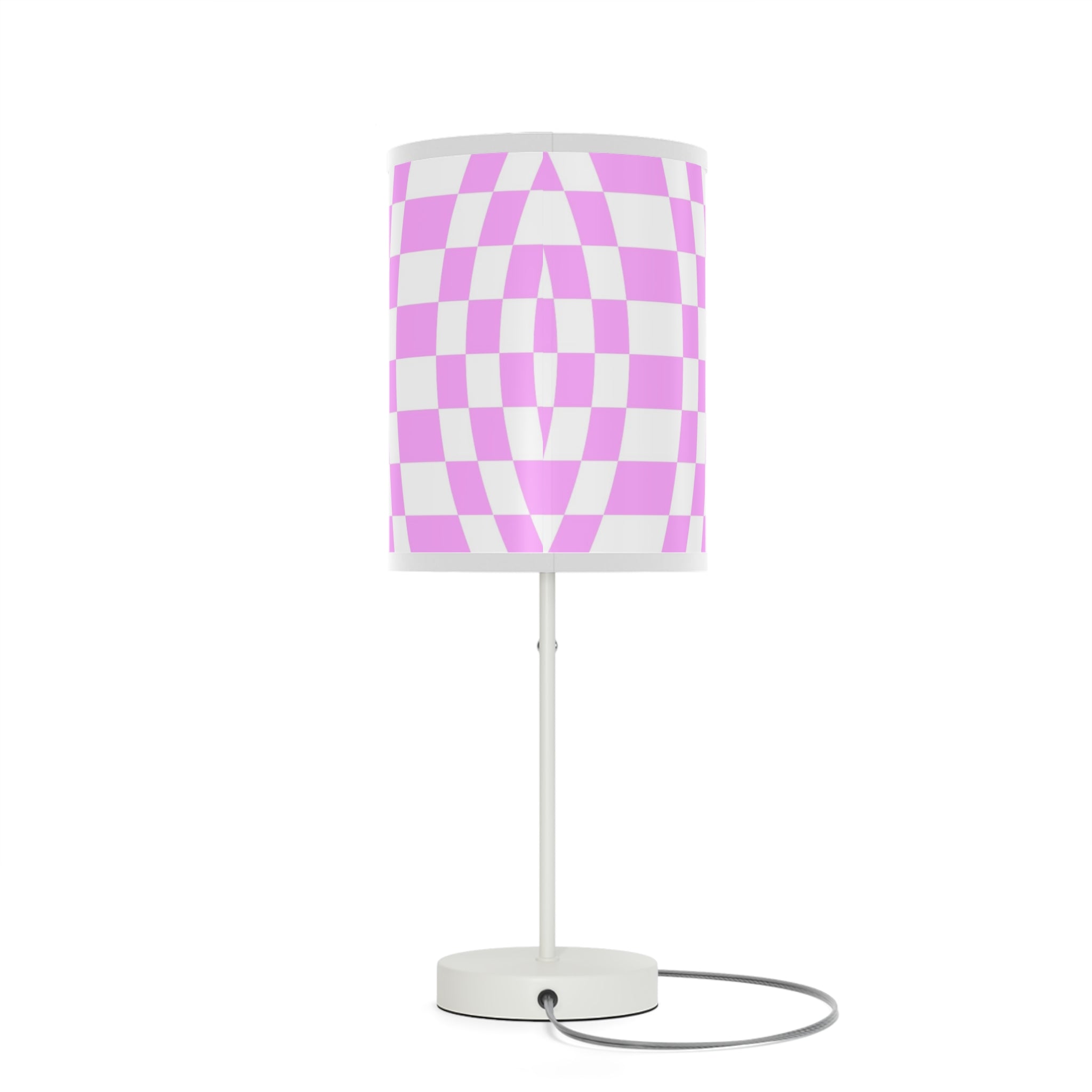 Pink Checkered Side Rable Lamp