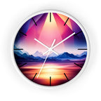 Gemstone Landscape Wall Clock, Round Silent Black Clock, Home Decor, Office Decor, Nature Lover Gift, Unique Clock Gift