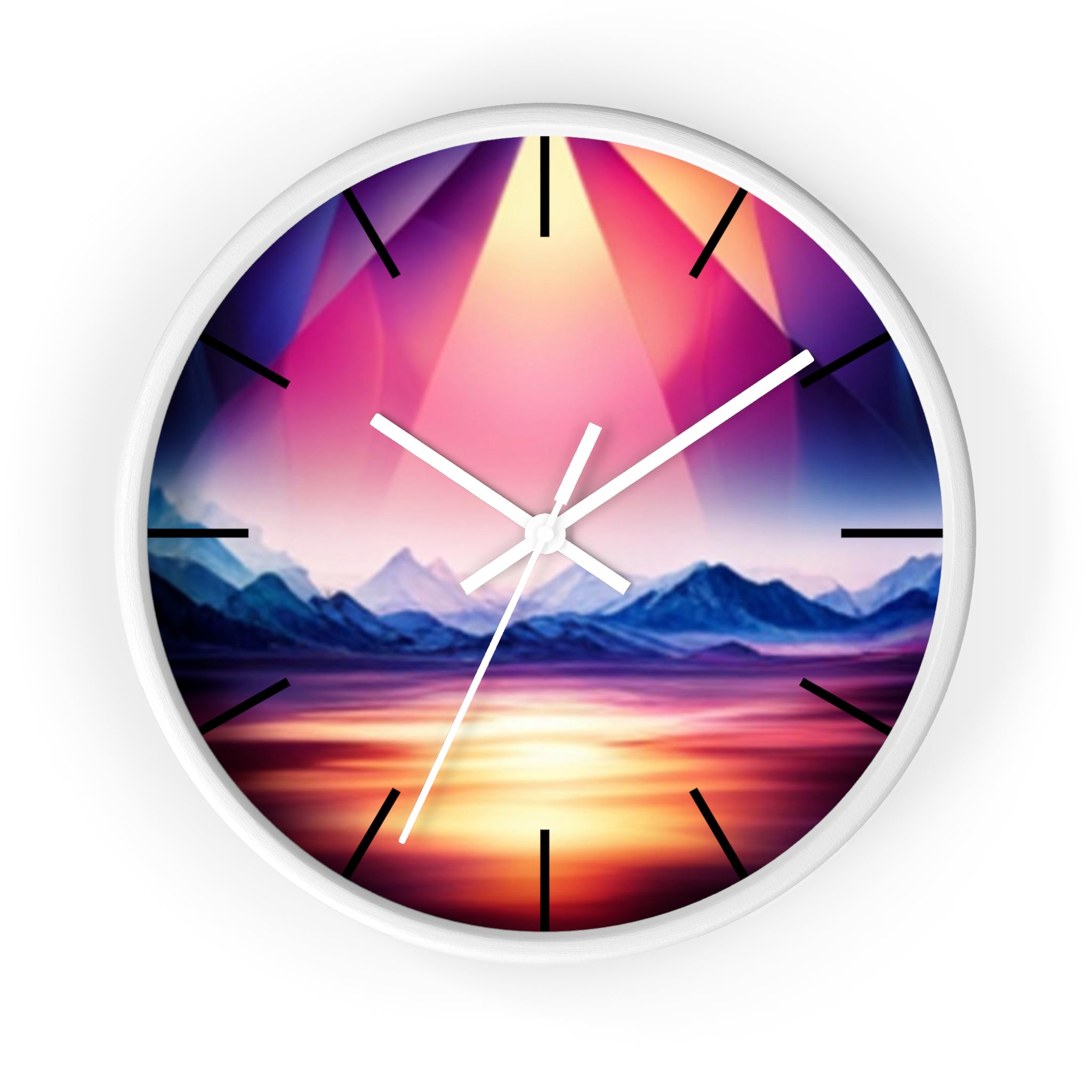 Gemstone Landscape Wall Clock, Round Silent Black Clock, Home Decor, Office Decor, Nature Lover Gift, Unique Clock Gift