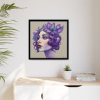 Purple Floral Portrait Matte Canvas Framed Wall Art