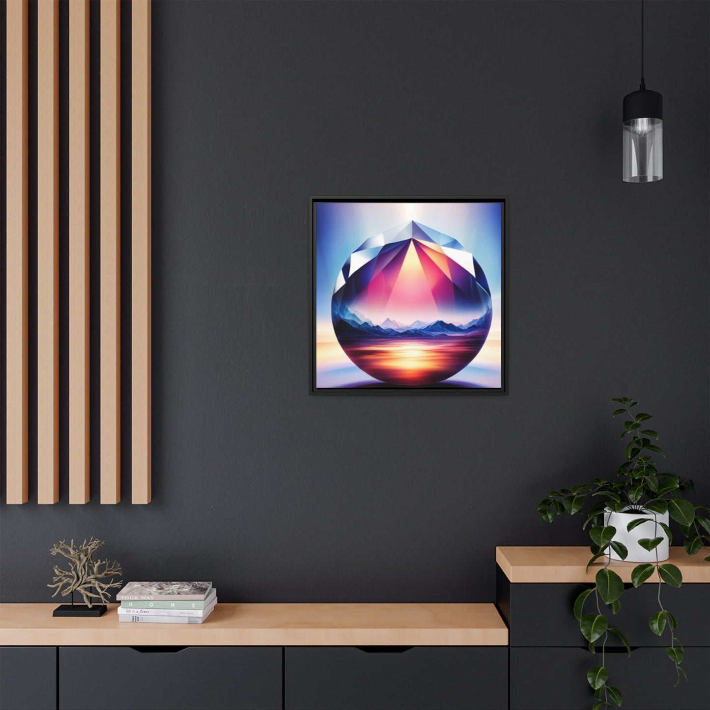 Framed Canvas Print, Landscape Inside a Gem, Digital Art