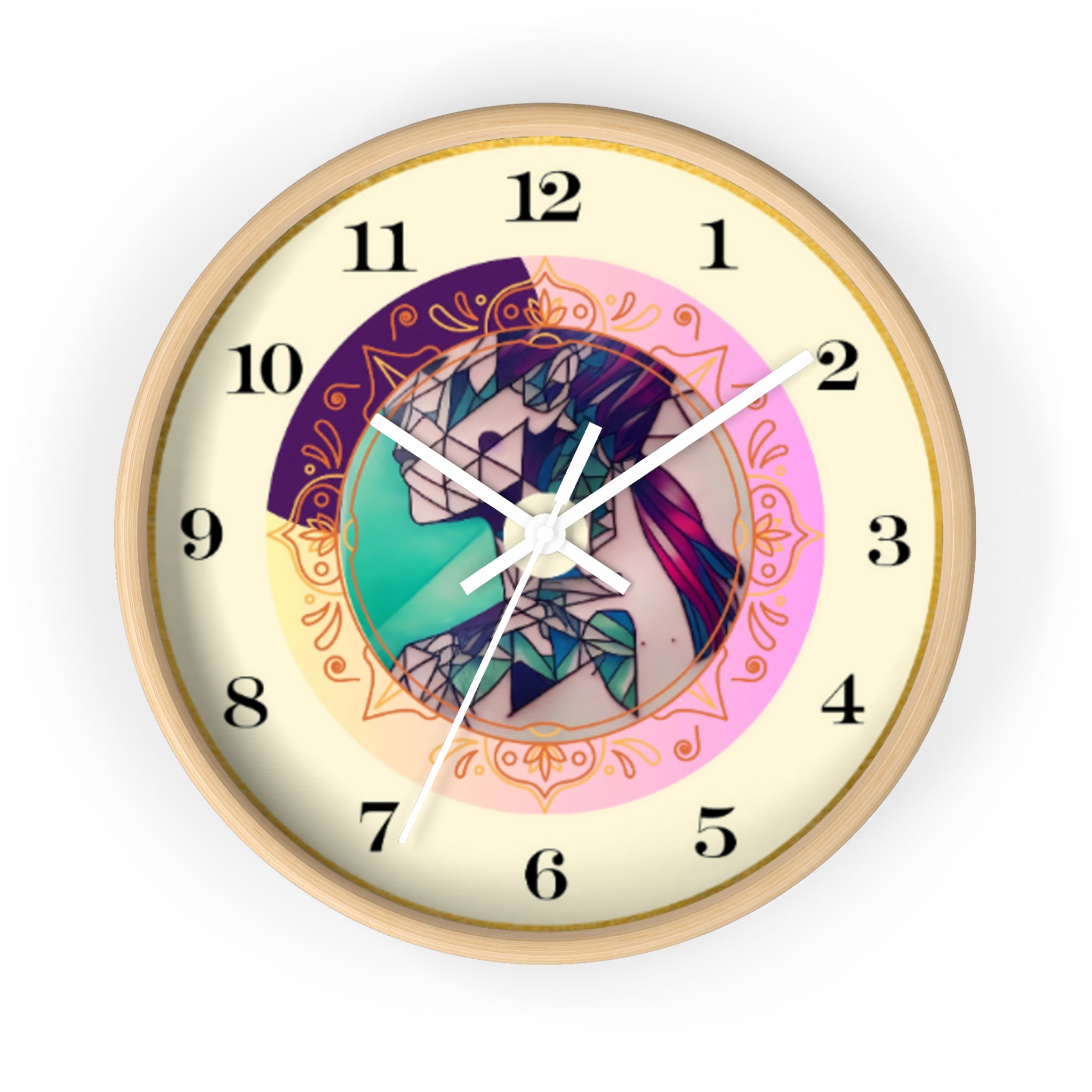 Teen Girl Tattoo Art Wall Clock — Non‑Ticking Bedroom Decor