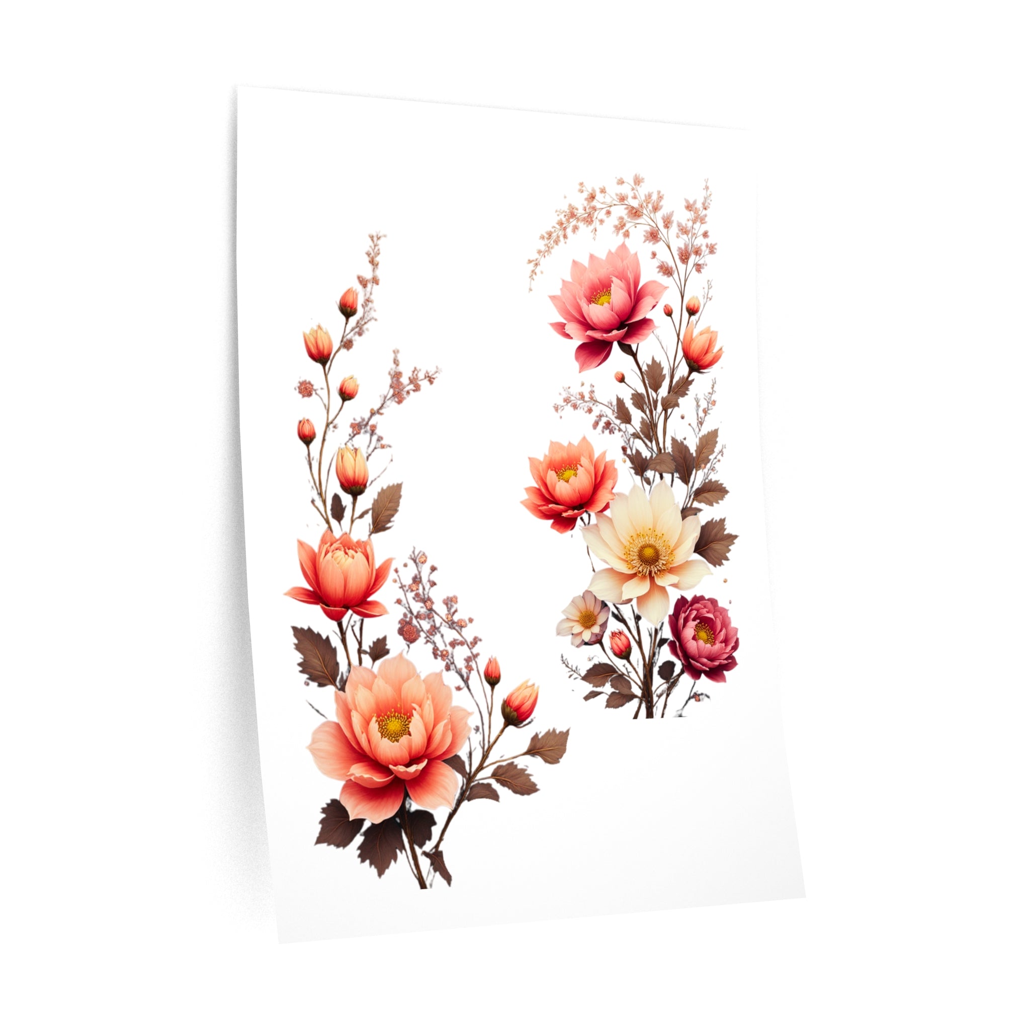 Floral Wall Decal Set — Vintage Rose Removable Stickers for Bedroom, Living Room, Nursery