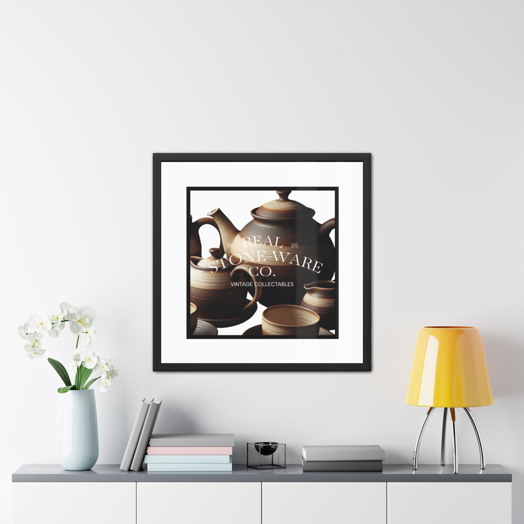 Elegant Framed Ceramic Teapot Poster - Art for Home Decor