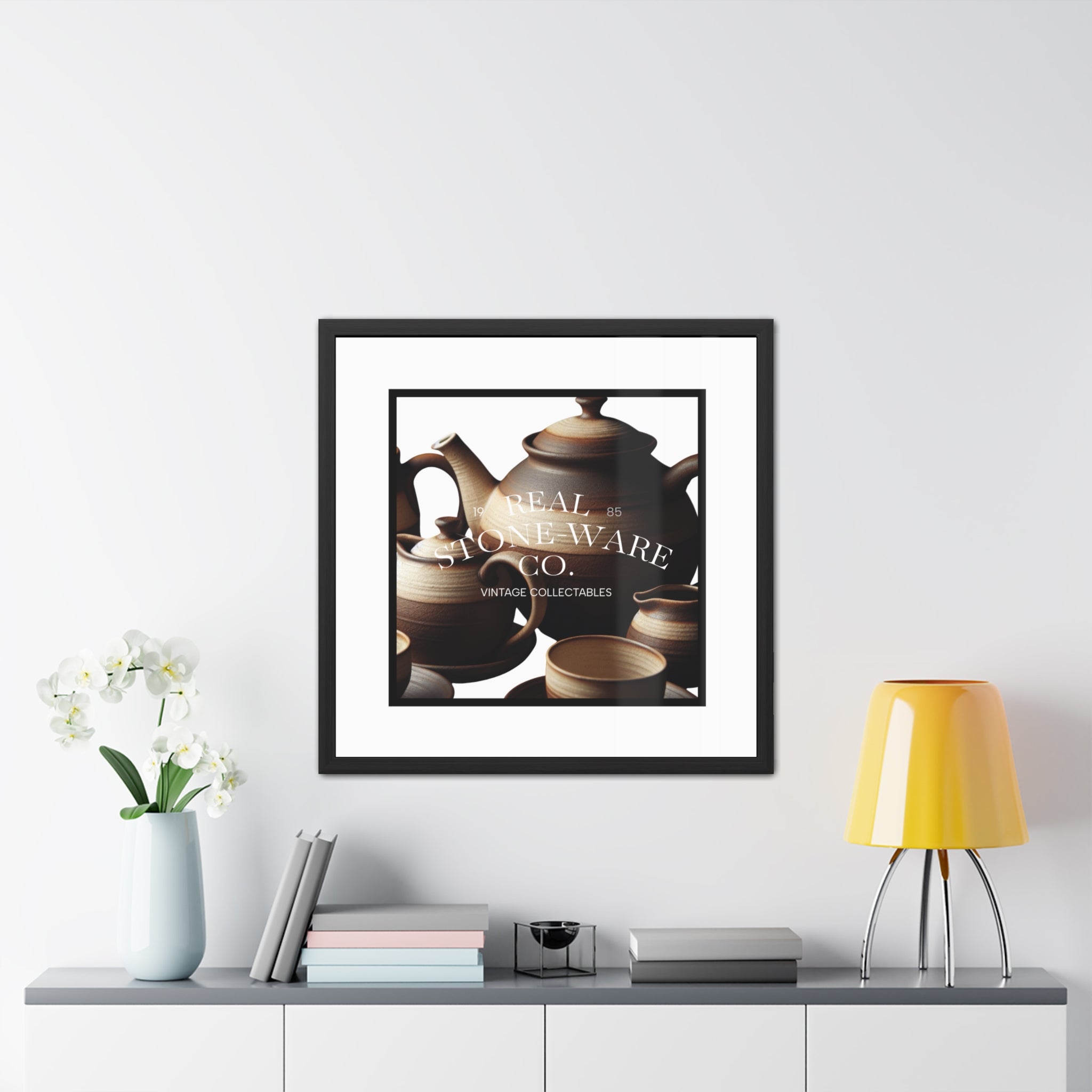 Elegant Framed Ceramic Teapot Poster - Art for Home Decor