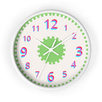 All Geared Up Green Kids Wall Clock — 10" Non‑Ticking Personalized Name Option