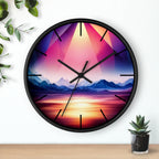 Gemstone Landscape Wall Clock, Round Silent Black Clock, Home Decor, Office Decor, Nature Lover Gift, Unique Clock Gift