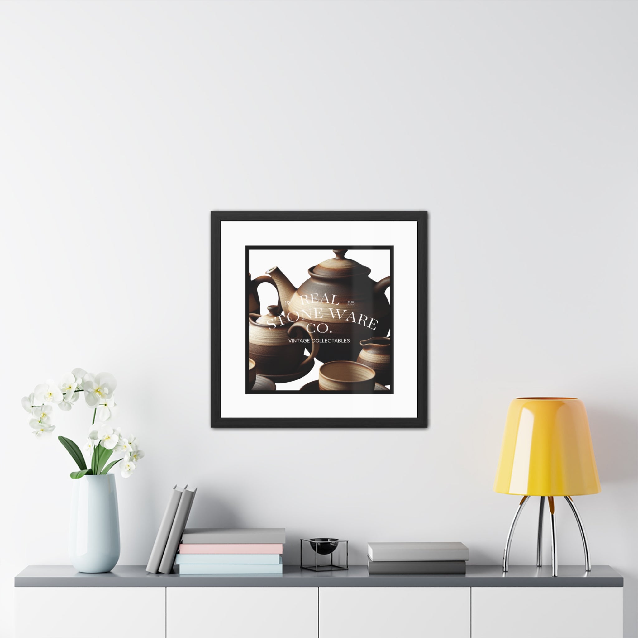 Elegant Framed Ceramic Teapot Poster - Art for Home Decor