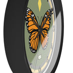 Silent Butterfly Wall Clock in Olive Green