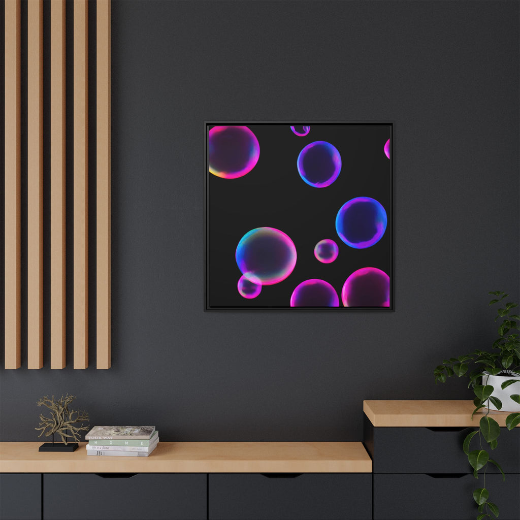 Neon Bubbles Art Print on Canvas Framed Black Light Effect