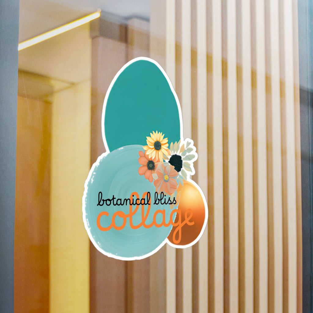 Kiss-Cut Vinyl Wall Decals, Satin Finish, Transparent, Vintage Botanical Collage Wall Art Sticker, Removable, Reuseable