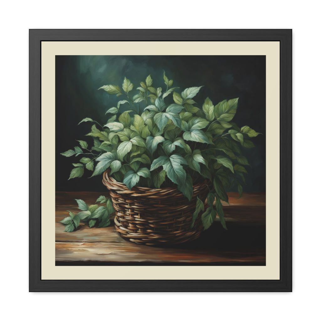 Herbal Basket Kitchen Decor Framed Poster