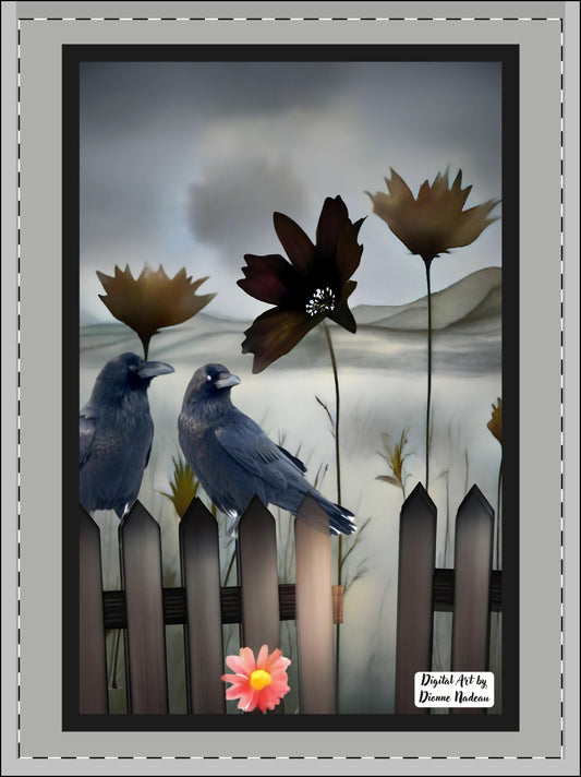 Framed Poster, Digital Art Print, "Two Crows is Better than One"