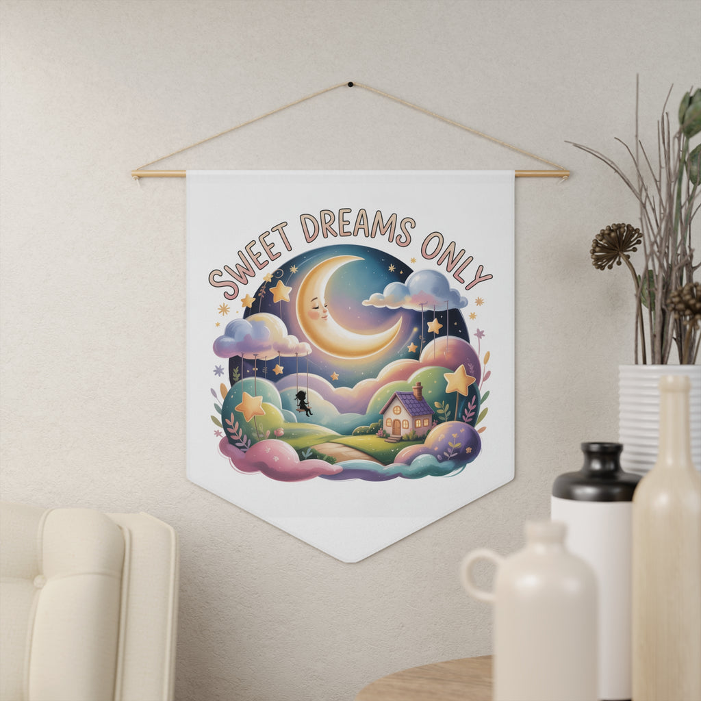 Sweet Dreams Only Inspirational Pennant Wall Banner — Calming Sky Quote Decor for Bedroom & Nursery