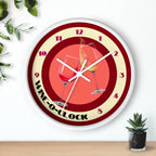 Wine O' Clock Framed Wall Clock - Silent 10in Round White Clock, Kitchen Decor, Home Wall Art, Wine Lover Gift, Rustic Farmhouse Clock