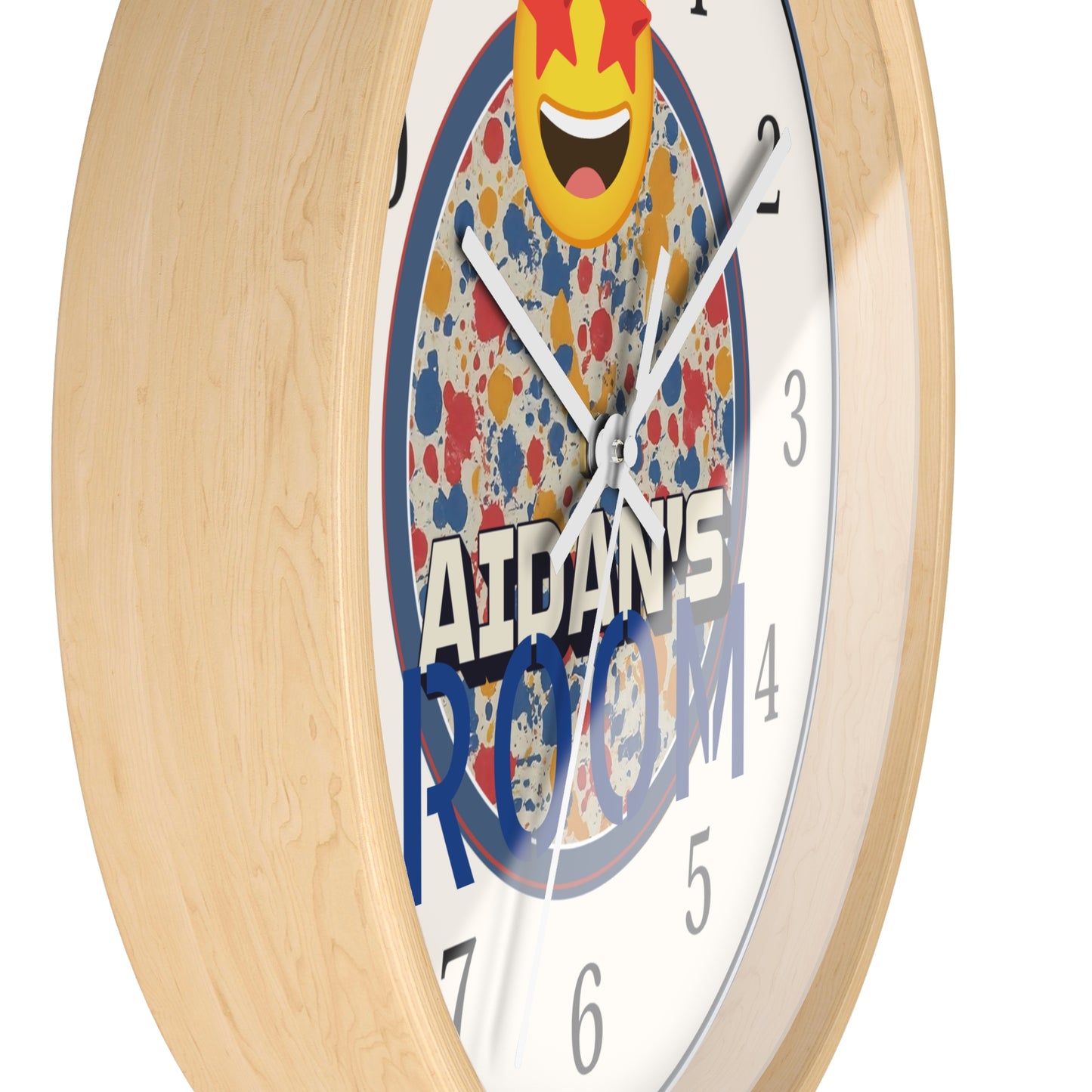 Custom Name Personalized Wall Clock in Paint-Splatter for Kids or Art Studio