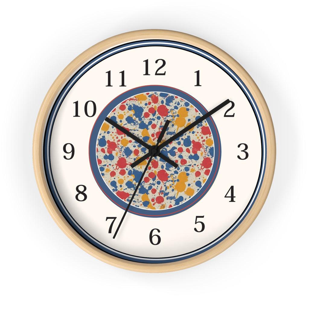 Unque Wall Clock, Artsy Paint Splatter Design