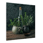 Herb Still Life Matte Canvas Wall Art — Rustic Kitchen Botanical Print