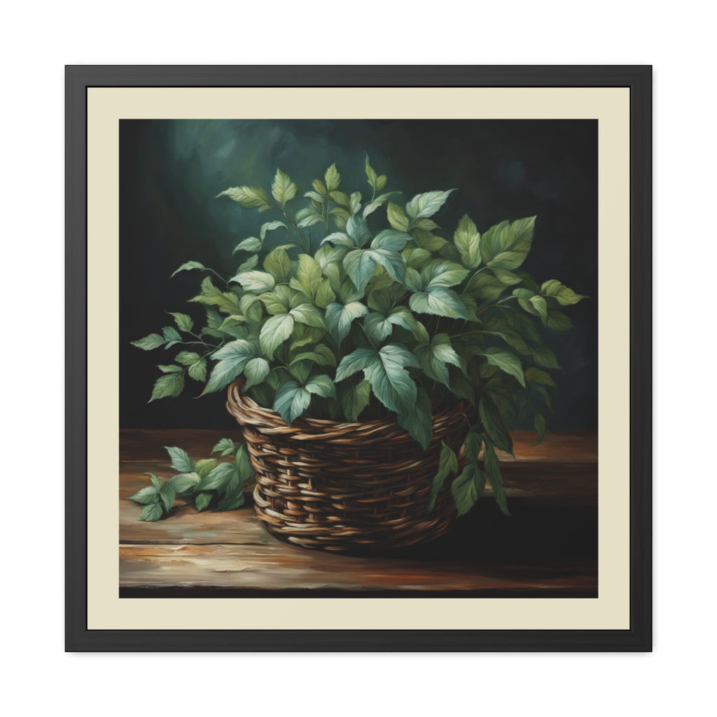 Herbal Basket Kitchen Decor Framed Poster