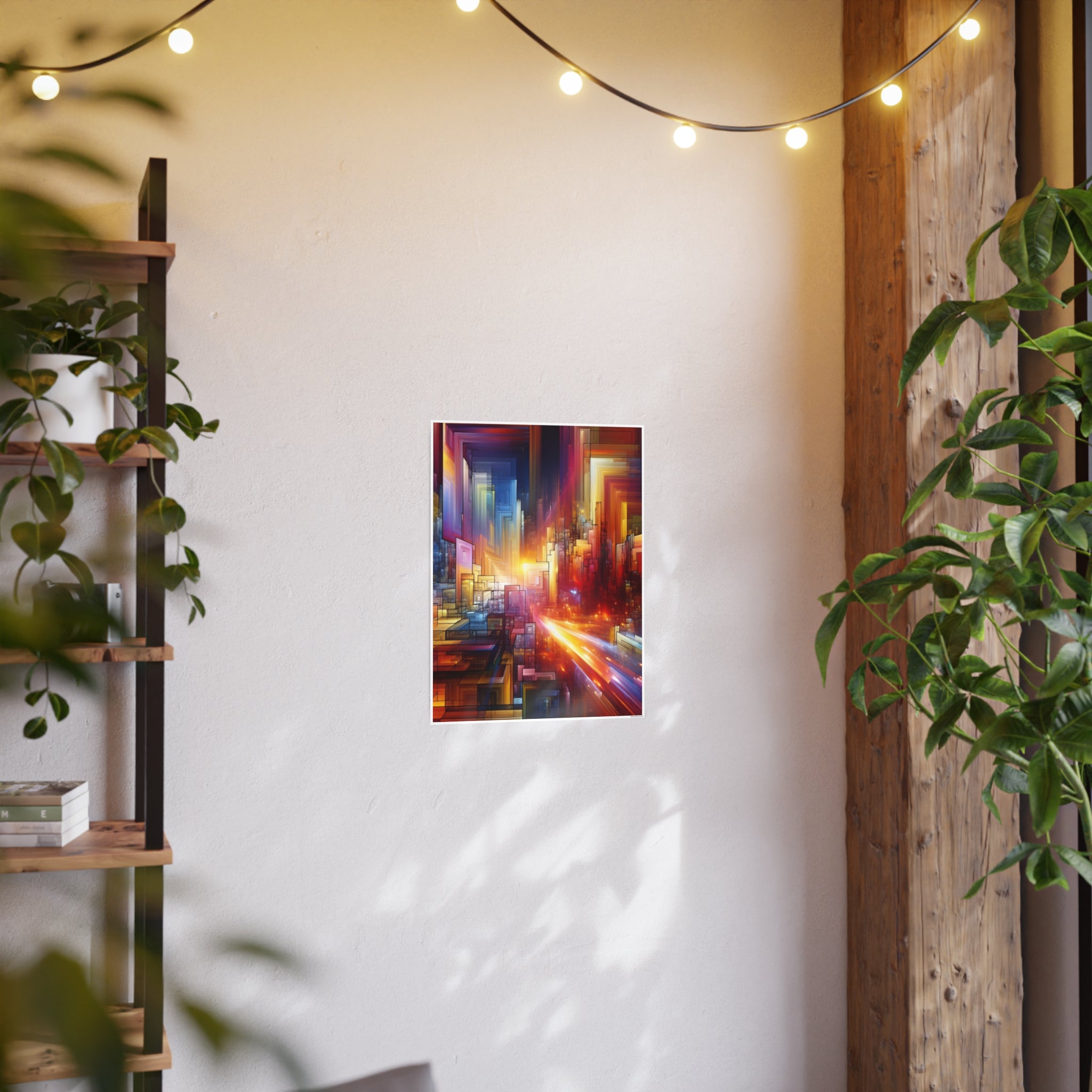 Abstract City Lights Photo Art Poster — Vibrant Futuristic Urban Wall Art