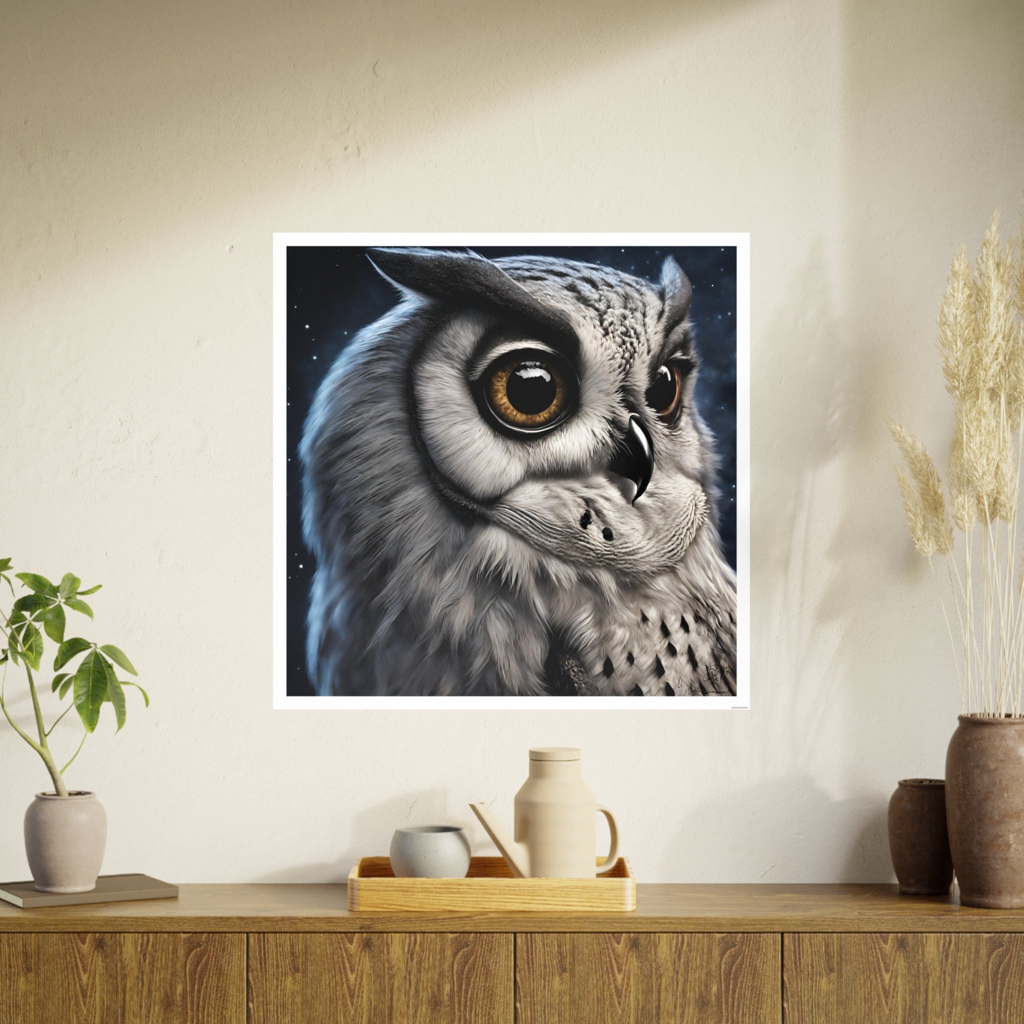 Night Owl Unframed Square Satin Poster for Wall Art - Photographic AI Art