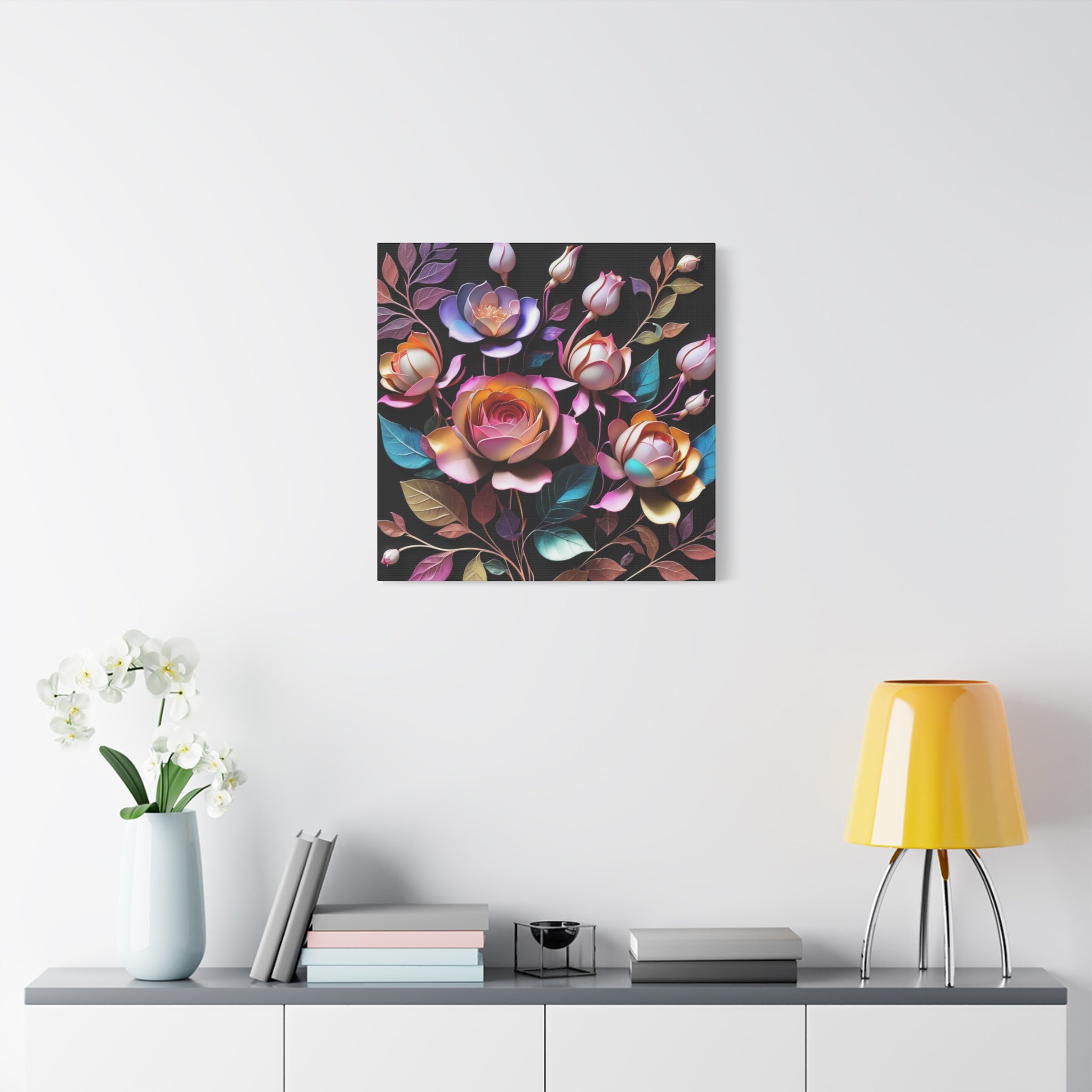 Floral 3D Wall Art Canvas - Elegant Rose Design for Home Decor