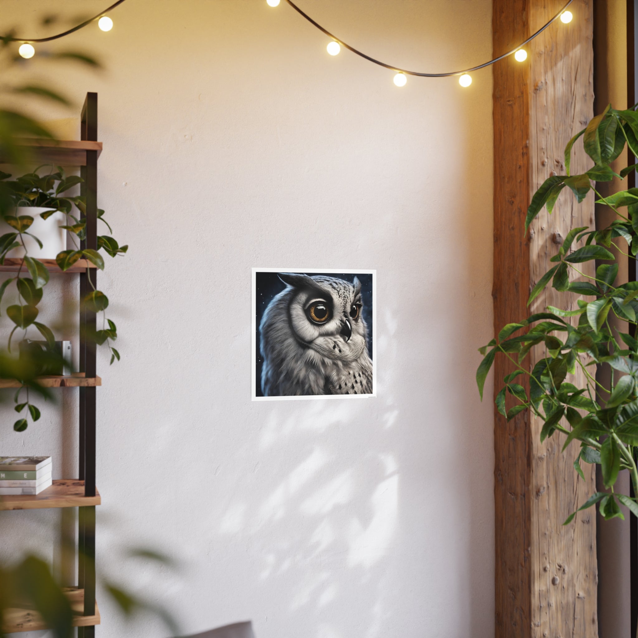 Night Owl Unframed Square Satin Poster for Wall Art - Photographic AI Art