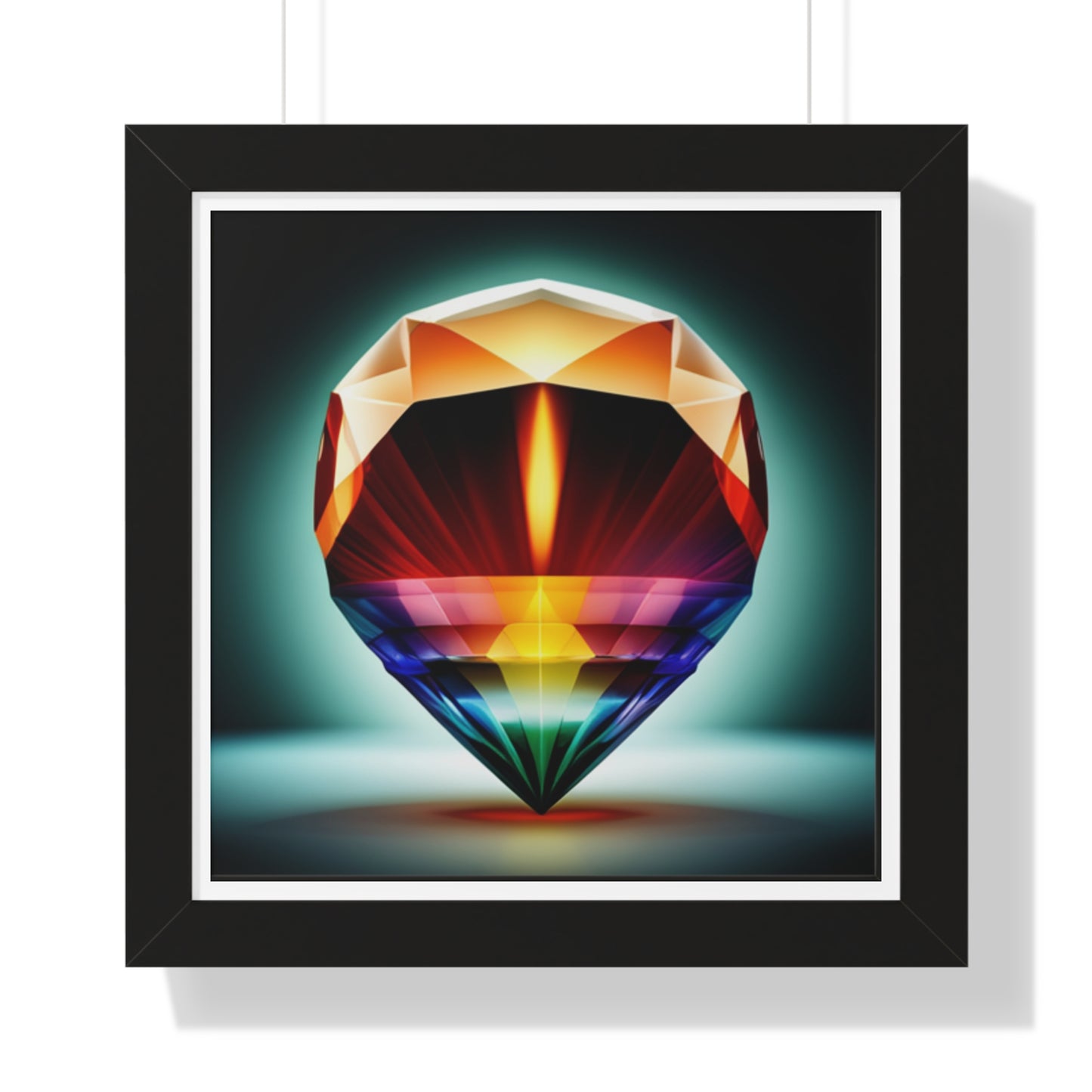 Framed Poster Candle in a Gem Photorealistic AI Image White Frame