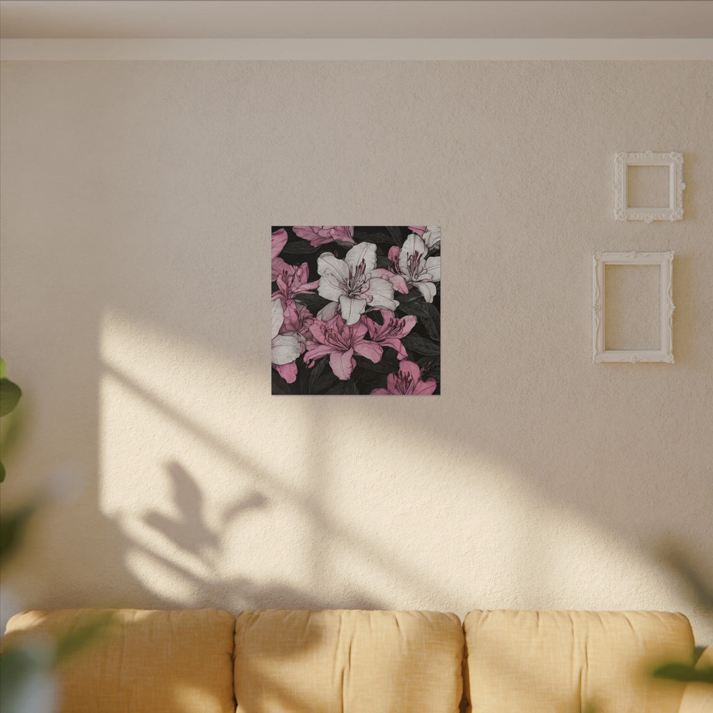 Pink & White Lily Matte Canvas Wall Art — Floral Stretched Canvas Print