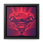 Mini Framed Wall Art, 6" x 6" Monochrome Red Ruby Denim Canvas Art Print