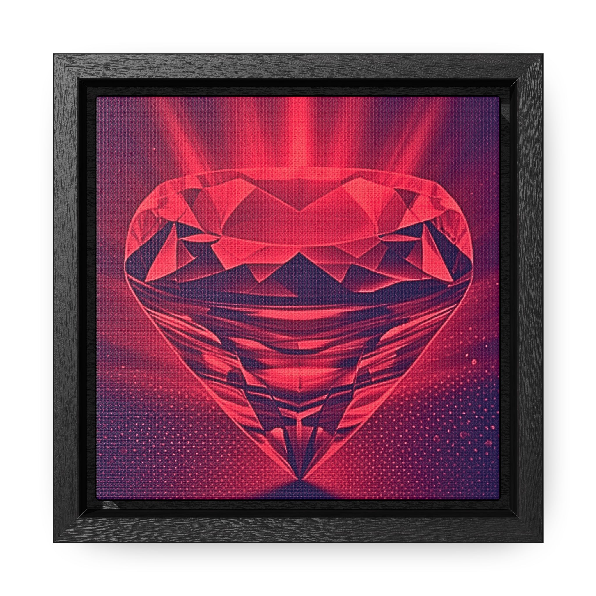 Mini Framed Wall Art, 6" x 6" Monochrome Red Ruby Denim Canvas Art Print