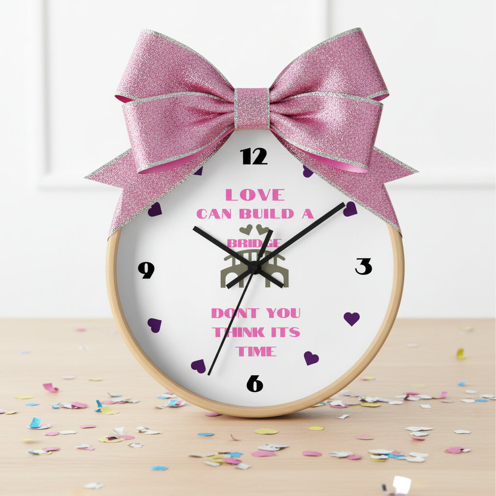 Wall clock with song lyrics on a white background
